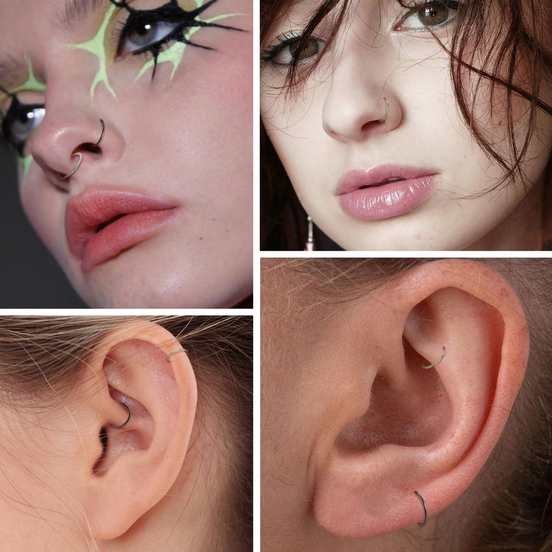 FUNLMO Store 316L Surgical Steel Hinged Segment Nose Ring Hoop for Nose Septum Cartilage Helix Tragus Conch Rook Daith Lobe Lip Piercings 1 Pc - Image 5